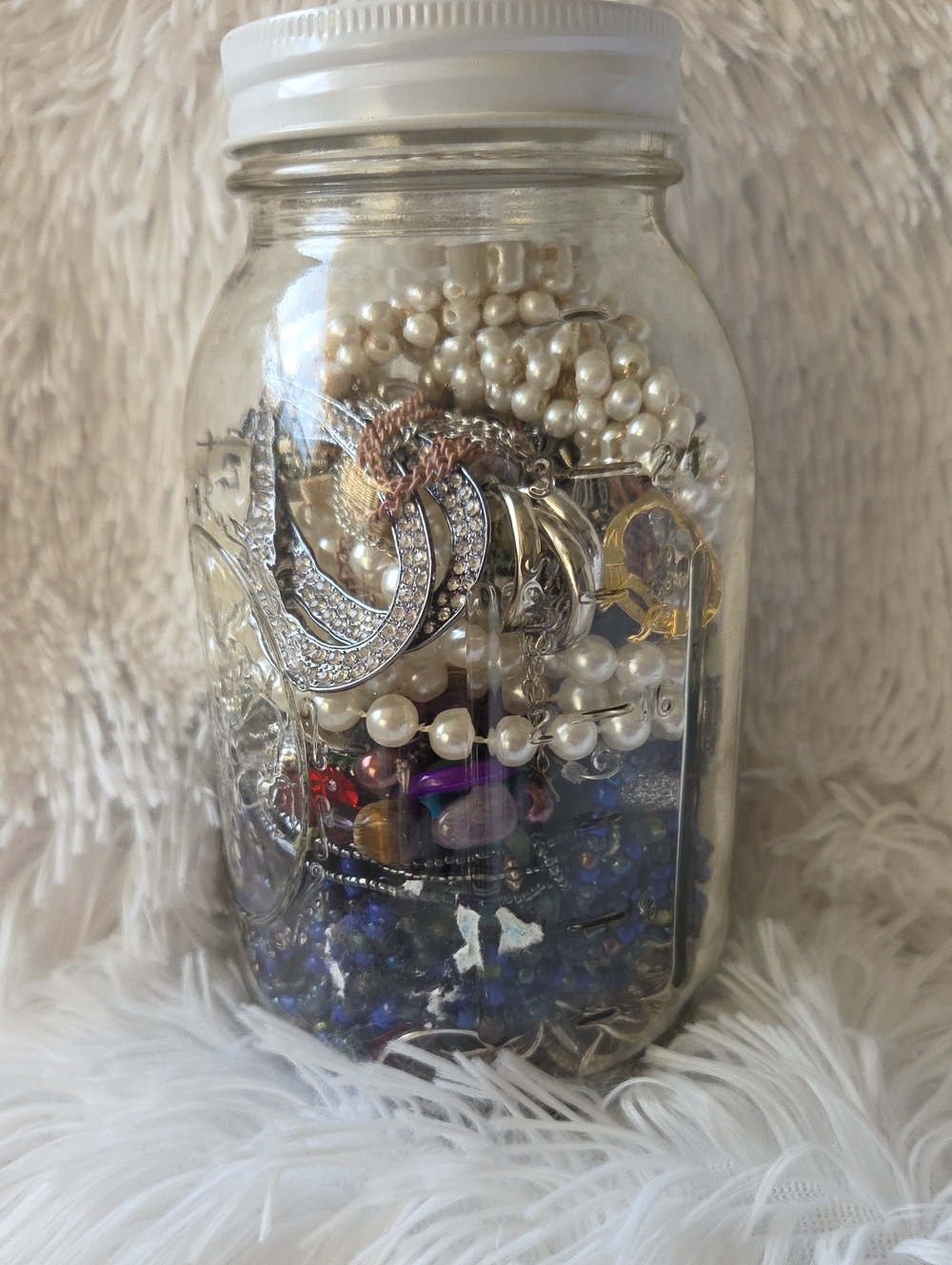 SURPRISE Jar Of Assorted Beaded Jewelry And ACCESSORIES